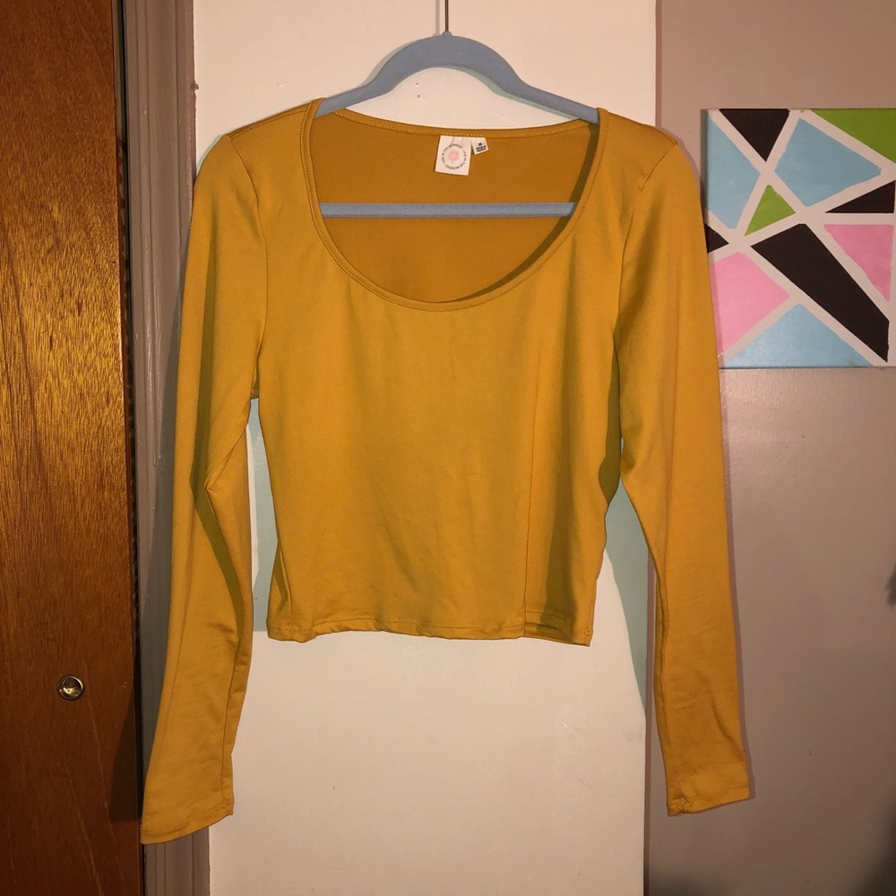 Mustard Long Sleeve Crop Top